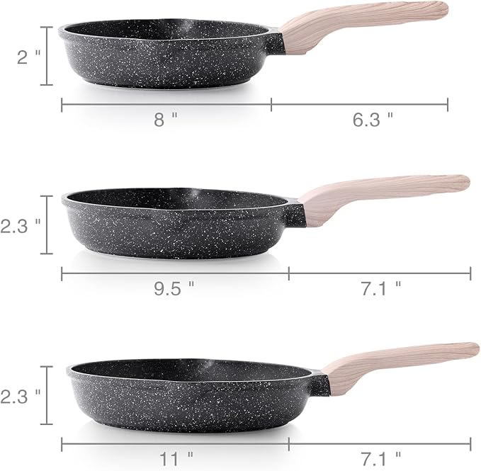 Kordisen Nonstick Frying Pan Set, 3 Piece Skillet Set, Healthy Induction - Image 6