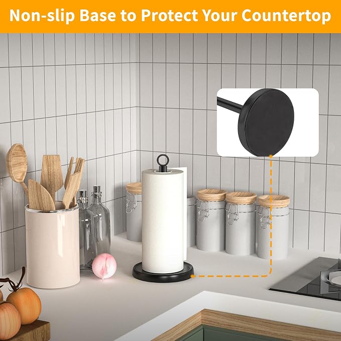 Paper Towel Holder Countertop, Stainless Steel, Weighted Base - Image 4