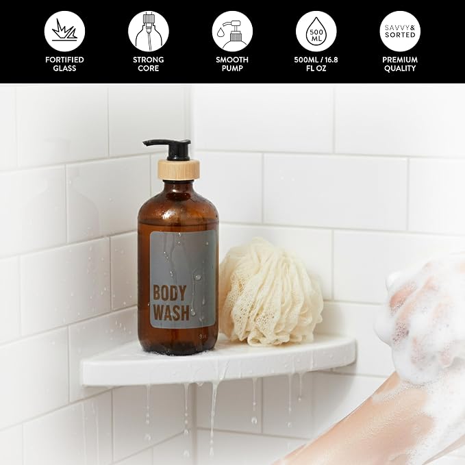 SAVVY & SORTED Amber Glass Soap Dispenser - Image 5