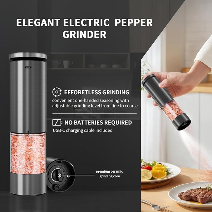 Haomacro Electric Salt and Pepper Grinder Set, Upgraded Larger Capacity - Image 3