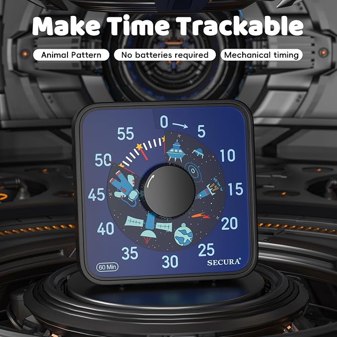 Secura 7.5-Inch Astronaut Pattern Visual Timer - Image 2