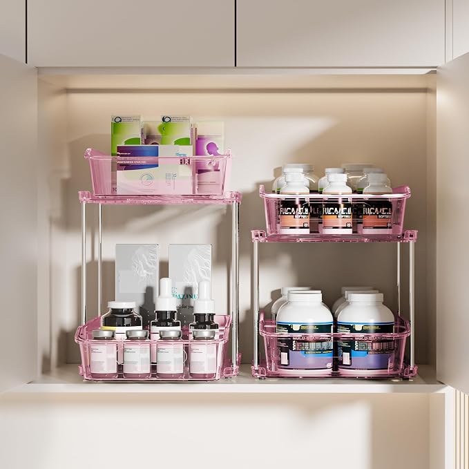 Delamu 2-Tier Under Sink Organizers and Storage, Pull Out Kitchen Pantry - Image 6