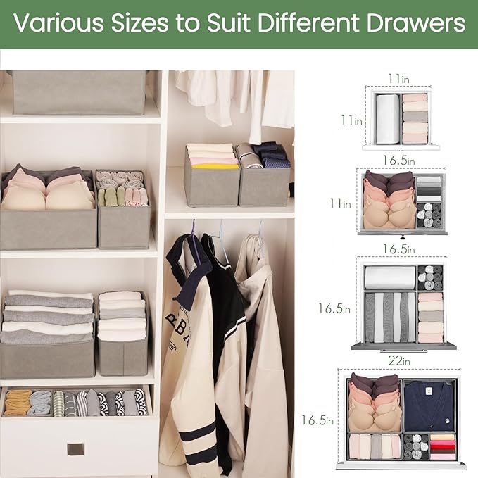 Criusia Drawer Organizer Clothes, 16 Pack Underwear Drawer Organizers, Foldable - Image 6