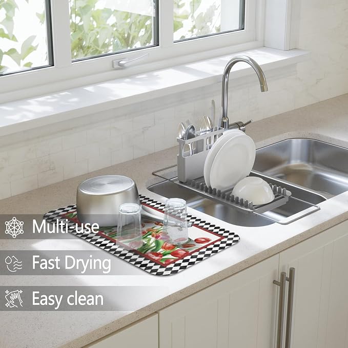 Dish Drying Mat for Kitchen Counter 2 Pack - Image 2