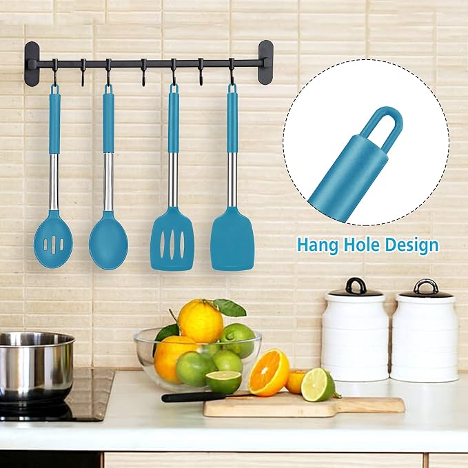 Pack of 4 Large Silicone Cooking Spatulas and Spoons, Slotted and Solid - Image 6