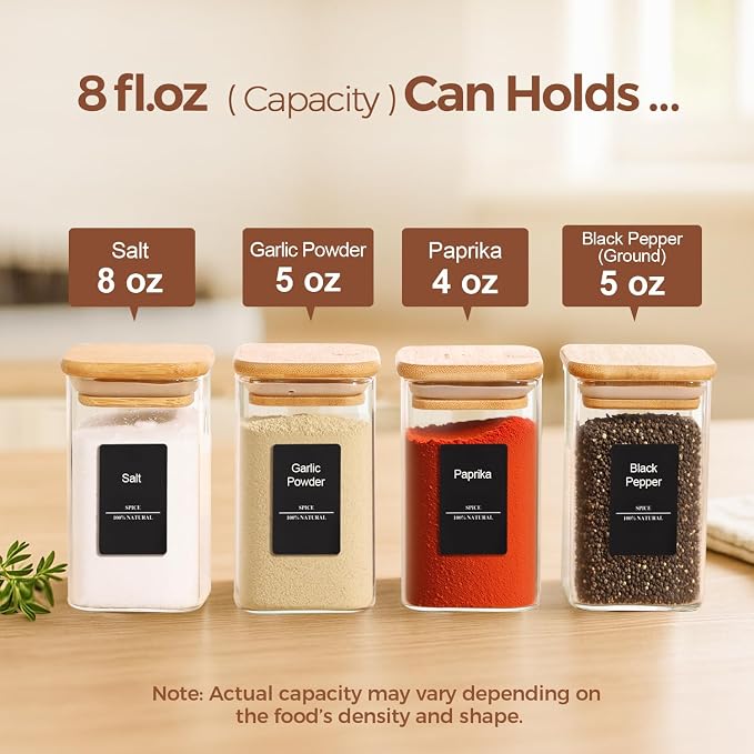 ComSaf Spice Jars with Labels 8 oz 16Pack, Small Spice Containers Starter Set - Image 2