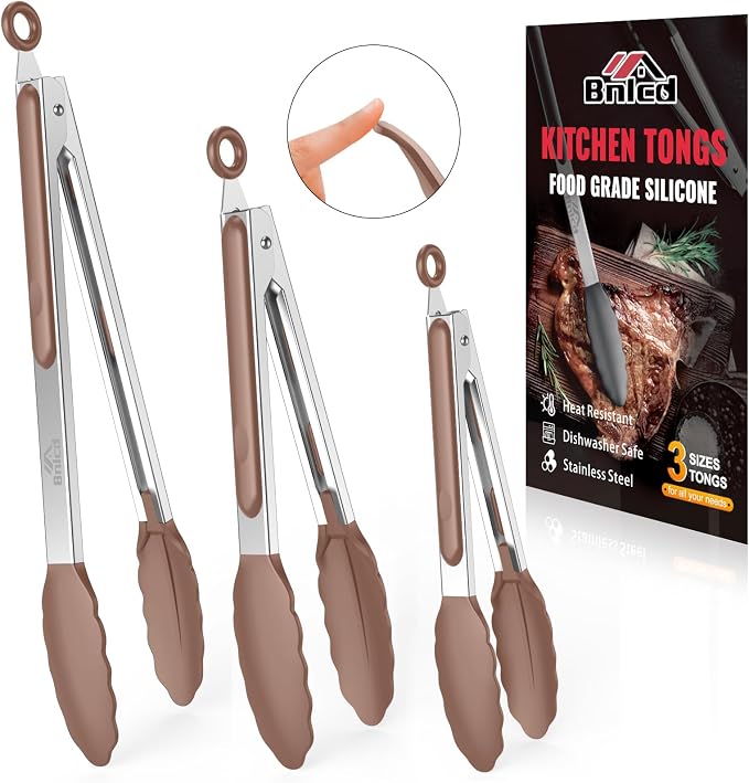 600ºF Heat Resistant Kitchen Tongs, Premium Locking Cooking Tongs by Bnlcd