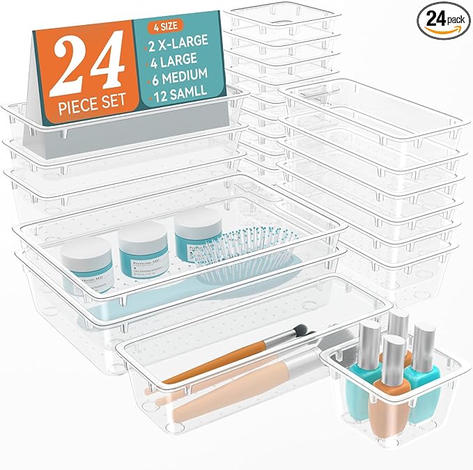 ElegantArray 24 PCS Drawer Organizer Set, 4 Sizes Tool Storage Trays, by Unknown