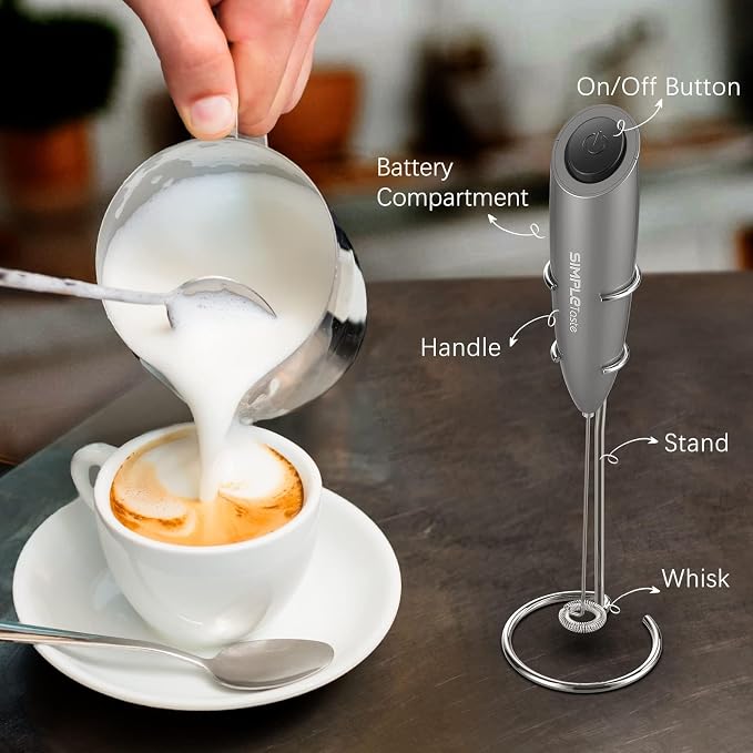SIMPLETASTE Milk Frother Handheld Electric Foam Maker, Drink Mixer - Image 4