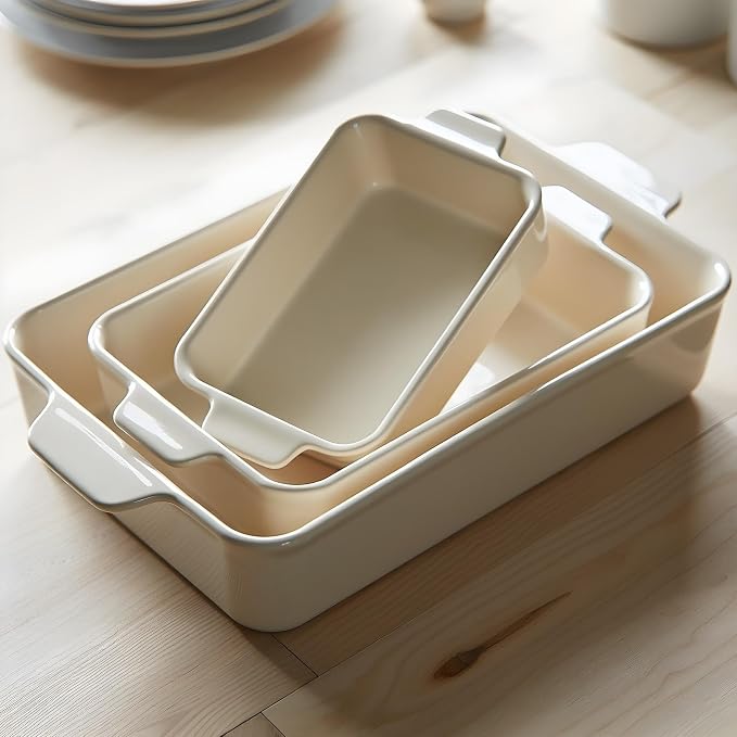Kook Ceramic Bakeware Set, Rectangular Baking Dishes, - Image 5