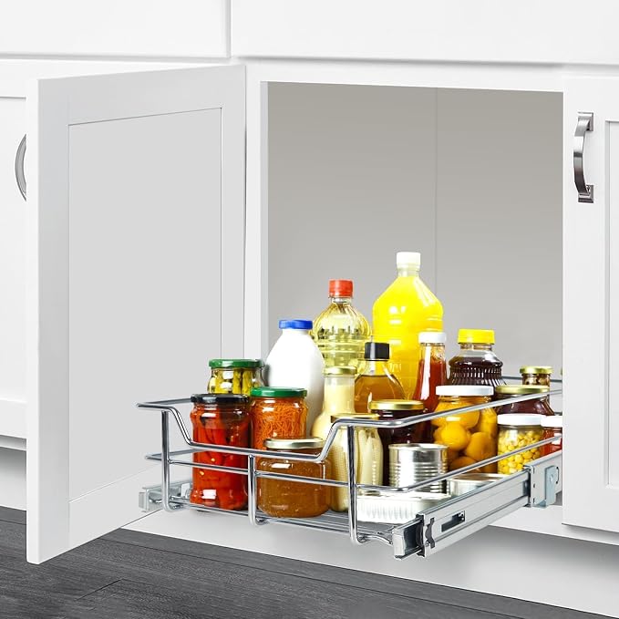 Pull Out Cabinet Organizer 11" W X 17" D, Slide Out Drawers - Image 9