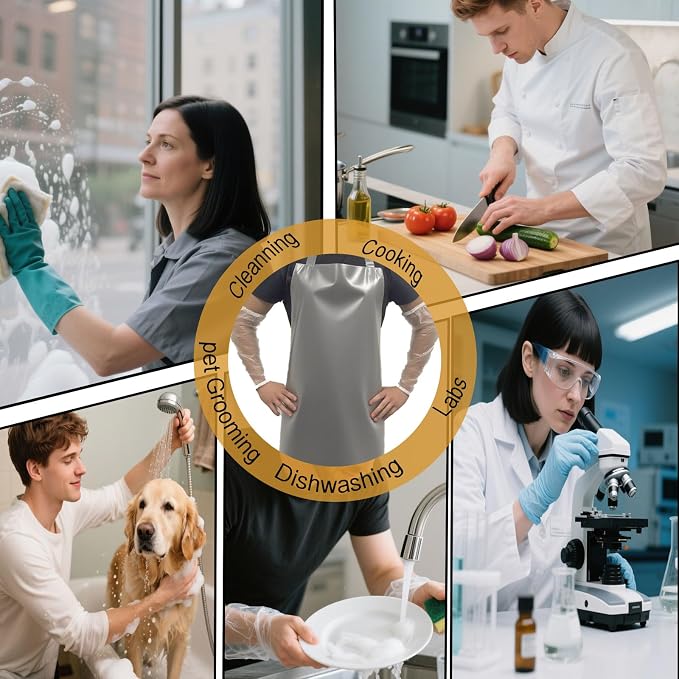 ELEBOX Waterproof Oil Proof Bib Apron Utility Apron Chemical Resistant Apron - Image 8