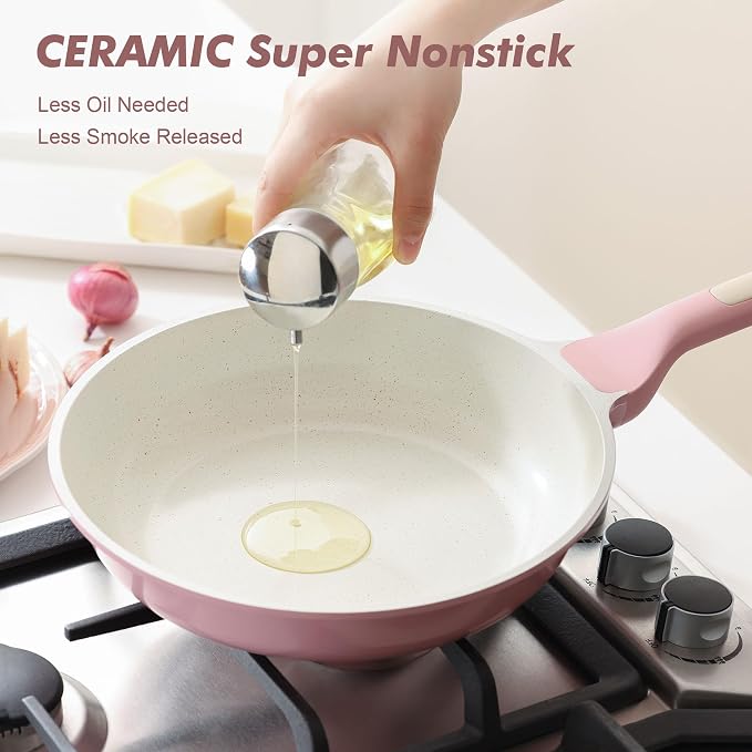 SENSARTE Nonstick Ceramic Cookware Set Large 13-Piece, Healthy Pots and Pans - Image 8