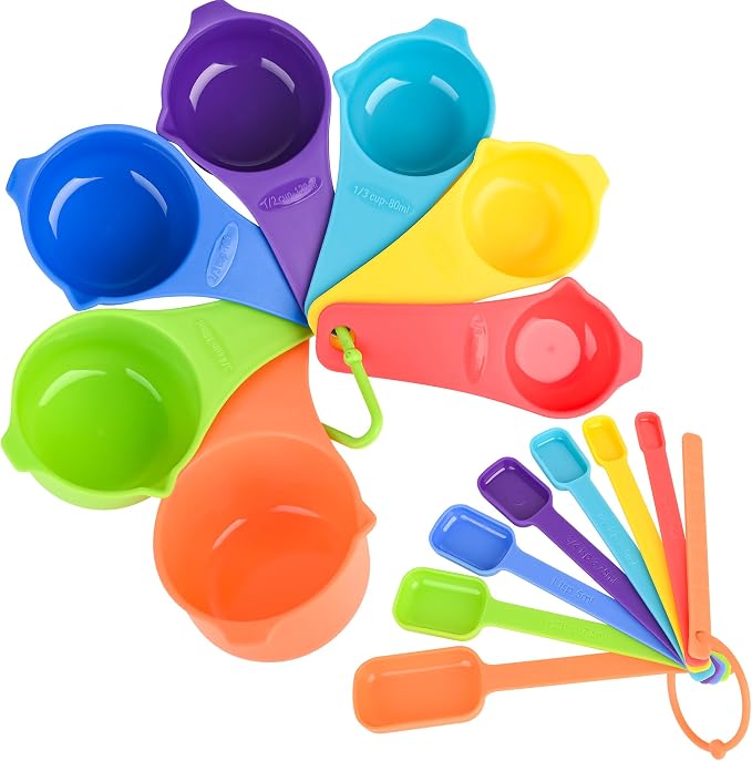 Measuring Cups and Spoons Set 15, 7 Plastic Measuring Cup Set, 7 Spice Long - Image 2