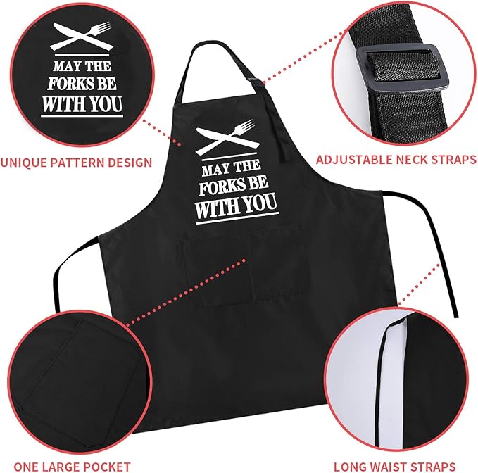 Rosoz Funny BBQ Black Chef Aprons - Image 4
