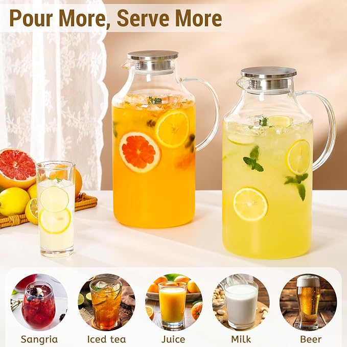 2 Pack 1 Gallon thickened Glass Pitcher - Image 2