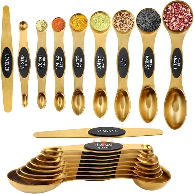 Gold Magnetic Measuring Spoons Set Stainless Steel by Unknown