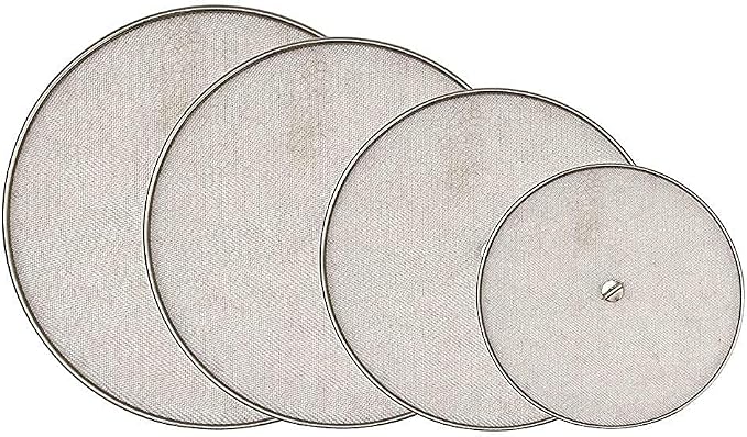 Stainless Steel Mesh Splatter Screen Set, 6-9 inch, 4 Piece Net Lid Covers by Mrigakshi