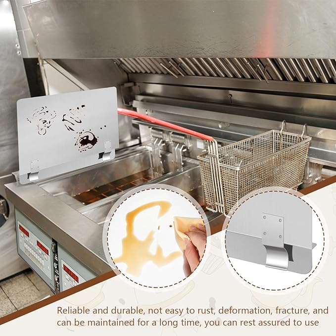 Ferraycle 2 Packs Stainless Steel Fryer Splash Guard Commercial Side Stove - Image 5