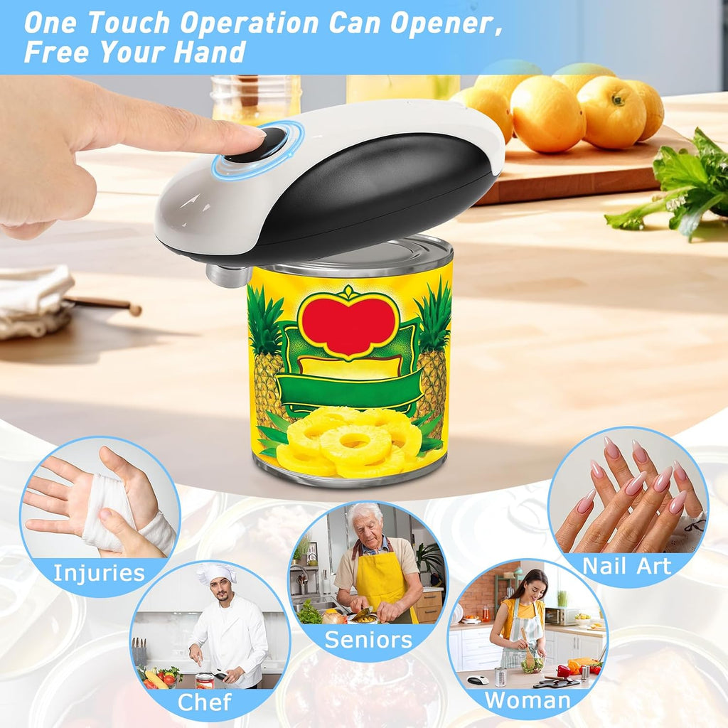 One-Touch Rechargeable Electric Can Opener - Hands-Free Automatic