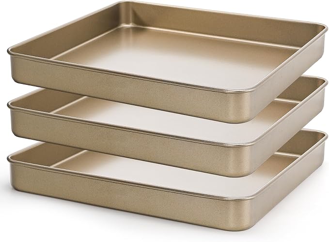 Dicunoy 3 Pack Baking Sheet Pans 11 Inches x 11 Inches, Nonstick Square Baking by Dicunoy