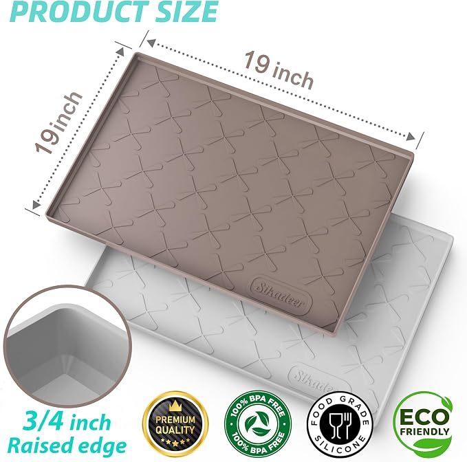 SIKADEER 19" x 19" Under Sink Mat Waterproof, Silicone Mat Kitchen Drawer Shelf - Image 3