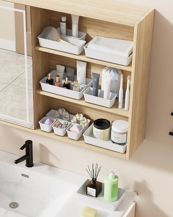BiuLeon 25 PCS Plastic Drawer Organizers Set, 4-Sizes Vanity and Makeup - Image 6