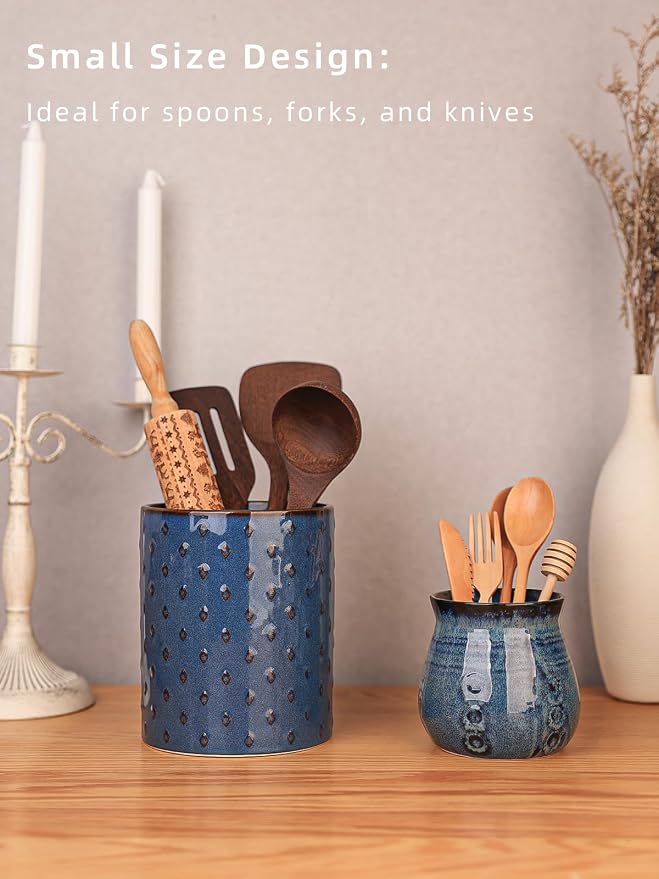 Ceramic Utensil Holder, Small Utensil Crock Ideal - Image 3