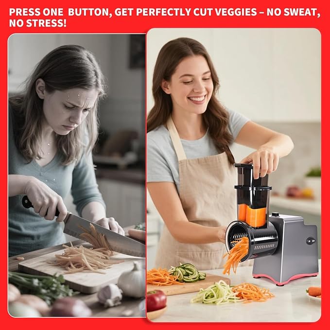 Electric Cheese Grater, 250W Electric Professional Salad Maker & Vegetable - Image 3