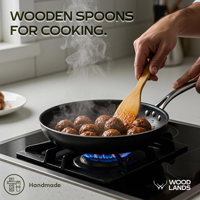 WOODLANDS USA Wooden Spoons for Cooking set of 6 – Premium Wooden Utensil set - Image 6