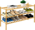 ROMGUAR CRAFT 3-Tier Bamboo Long Shoe Rack, Free Standing Wood Shoe Shelf by ROMGUAR+CRAFT