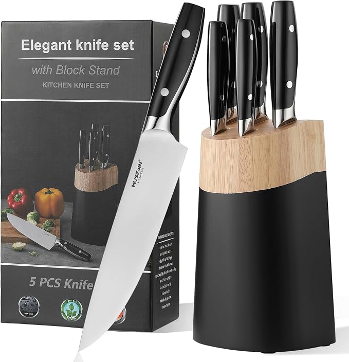 6-Piece Knife Block Sets，Stainless Steel Kitchen Knife Set by Musifan