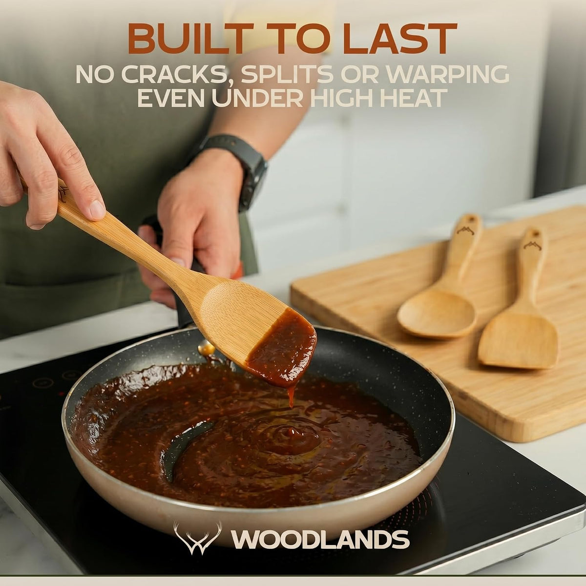 Prime Bamboo Wooden Spoons for Cooking Set of 3 Pcs – Wooden Cooking