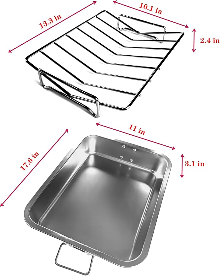 16" Premium Stainless Steel Roaster Pan Set - Image 2