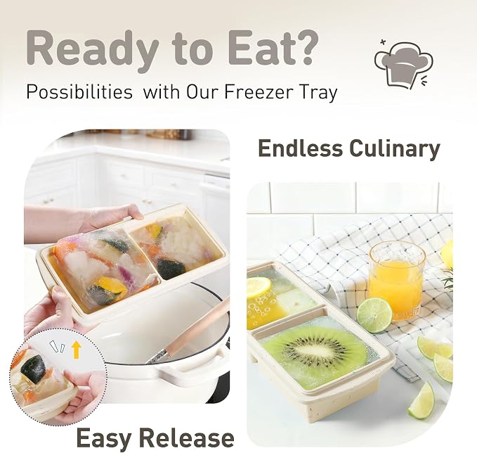Silicone Freezer Tray with Lid Soup Freezer Container Molds with Steel - Image 5