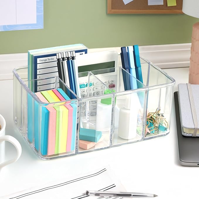 STORi 5-Compartment Clear Plastic Organizer | Rectangular Divided Makeup and - Image 5