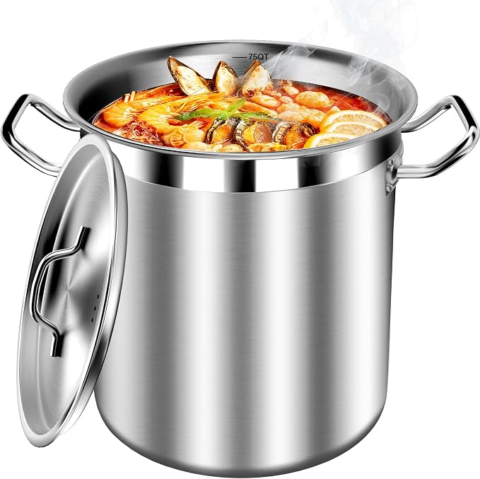 STOCKPOT Extra Large Stock Pot 75 Quart – Heavy Duty Stainless Steel Soup Pot by STOCKPOT