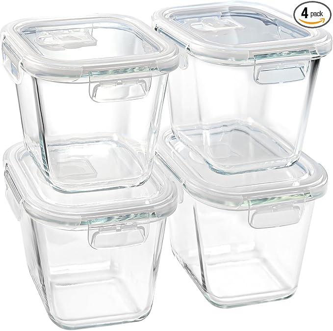 Soup Containers with Lids Glass 32 oz, 4 Cup Borosilicate Glass Food Storage by Susukkie
