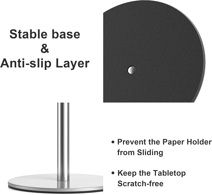 Silver Paper Towel Holder Free-Standing, Premium Stainless Steel Paper Rolls - Image 5