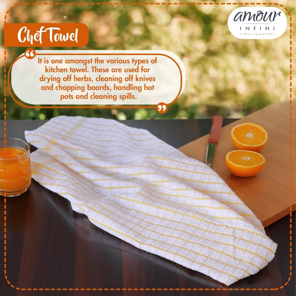 Kitchen Towels Set of 4 - Highly Absorbent, Super Soft Terry Cotton