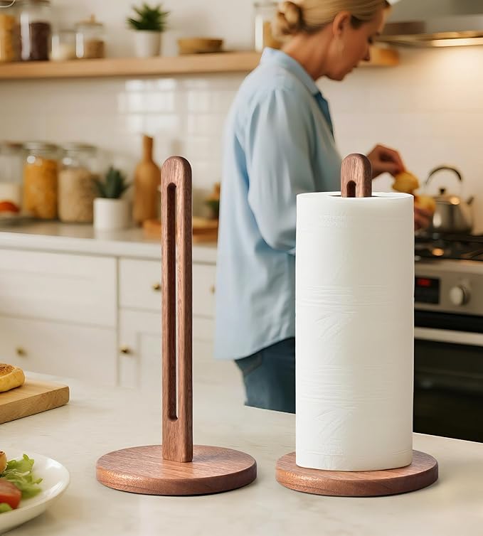 Acacia Wooden Paper Towel Holder Stand - Image 5