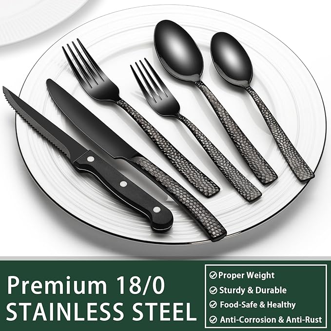 EWFEN 24-Piece Black Silverware Set - Image 5