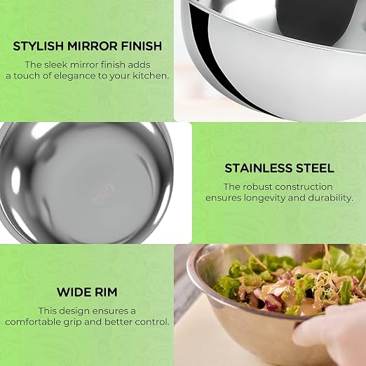 OCS Parts 3 Quart Mixing Bowls | Set of 2 | 9.75-Inch Stainless Steel - Image 5