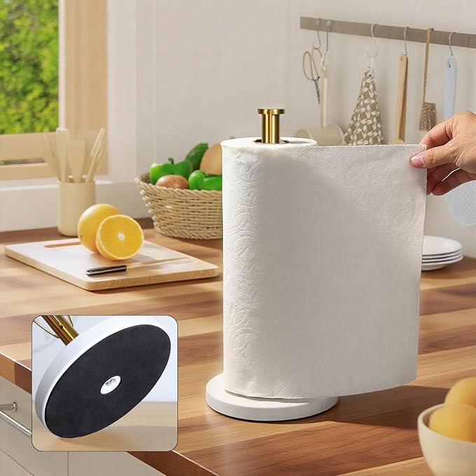 YIGII Marble Base Paper Towel Holder Countertop, Standing Paper Towel Holder - Image 4