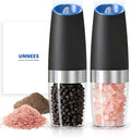 UNNEES Battery Operated Gravity Salt And Pepper Grinder Set, 2 Pcs
