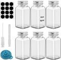 6Pcs 6oz Glass Spice Jars silver iron Lids with Shaker Lids, Spice