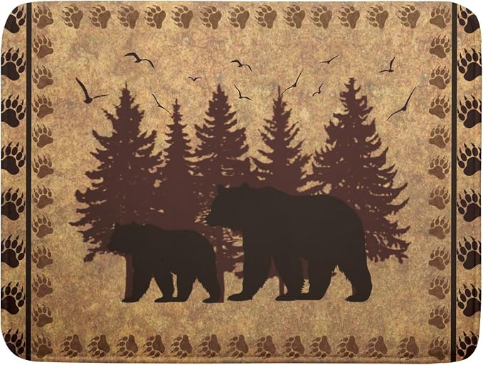 Giwawa 18"x24" Brown Bear Dish Drying Mat Rustic Forest Wildlife Woodland Dish by Giwawa
