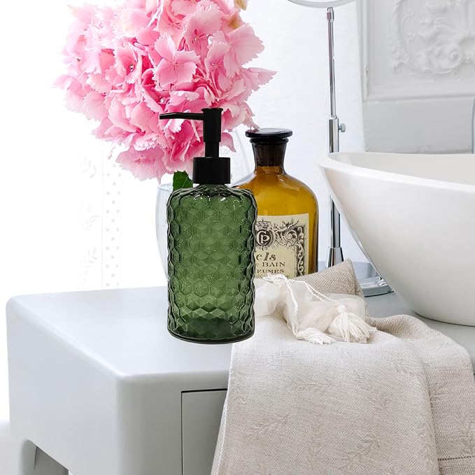 Green Glass Soap Dispenser - Image 4