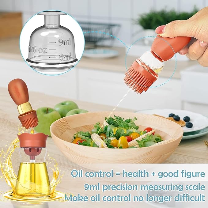 Oil Dispenser with Brush-2Pack 7oz/200ML 2 IN 1 Glass Cooking Oil Dispenser - Image 3