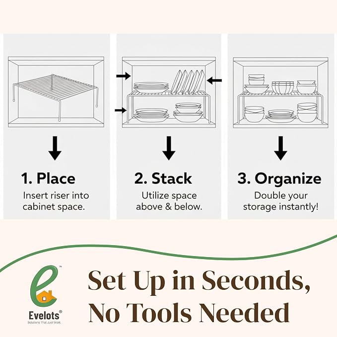 Evelots Kitchen Cabinet Wire Shelf Organizer/Rack - Image 5